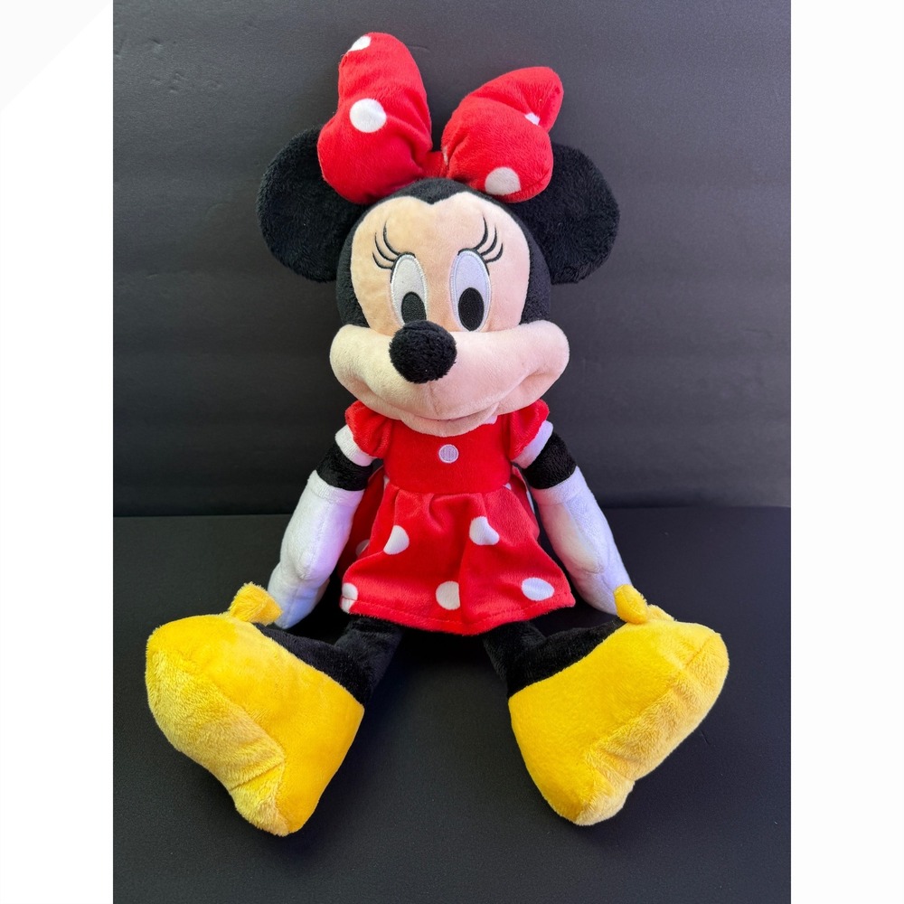 Disney Minnie Mouse Plush 18" Red Polka Dot Dress Stuffed Animal Toy Just Play